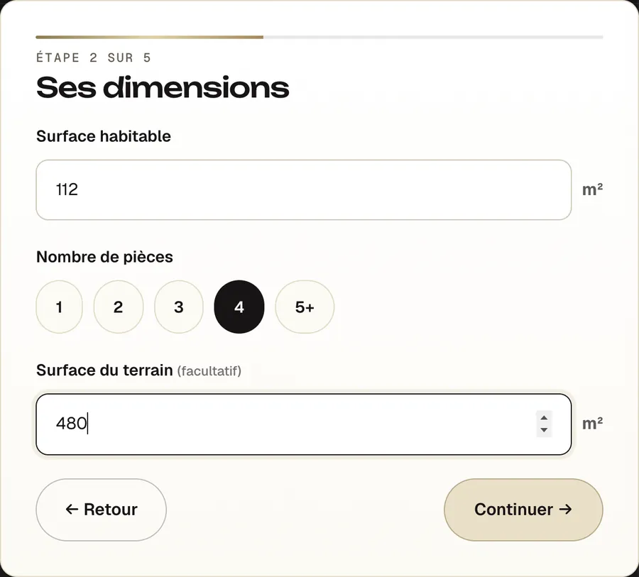 Écran « Ses dimensions ».